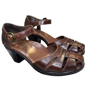 Dansko Bliss Womens Size 36 (6 US) Heeled Pump Brown Leather Strappy Sandal Shoe